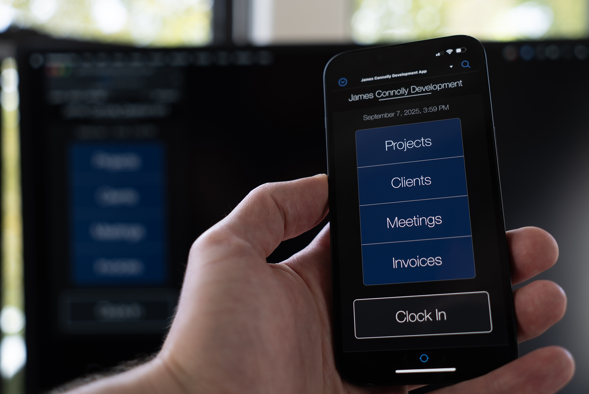 Smart phone displaying a FileMaker app